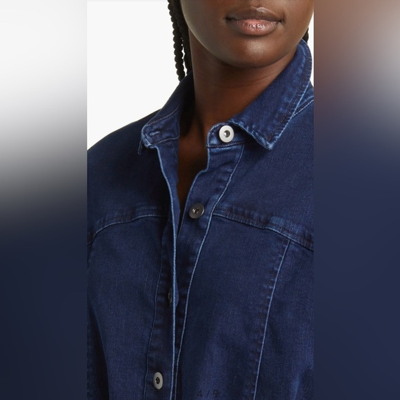 Free People Amber Long Sleeve Denim Shirt Dress Size 14 New - Picture 6 of 9